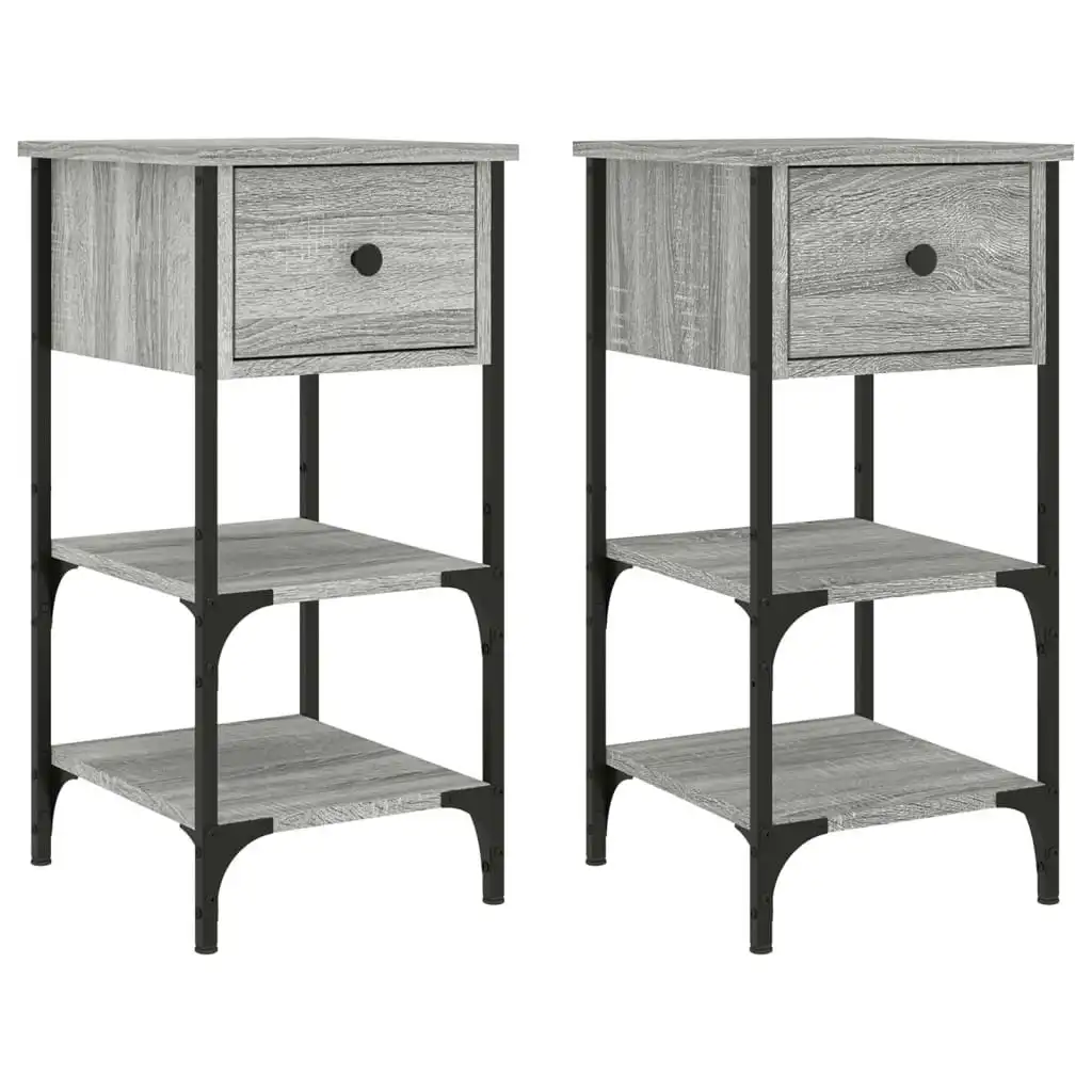 Bedside Cabinets 2 pcs Grey Sonoma 34x36x70 cm Engineered Wood 825980