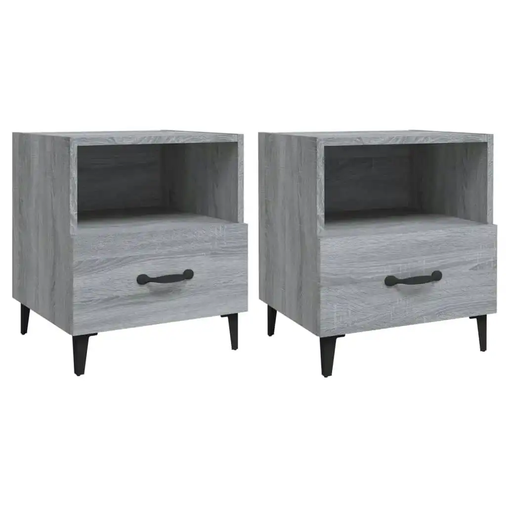 Bedside Cabinets 2 pcs Grey Sonoma Engineered Wood 817306