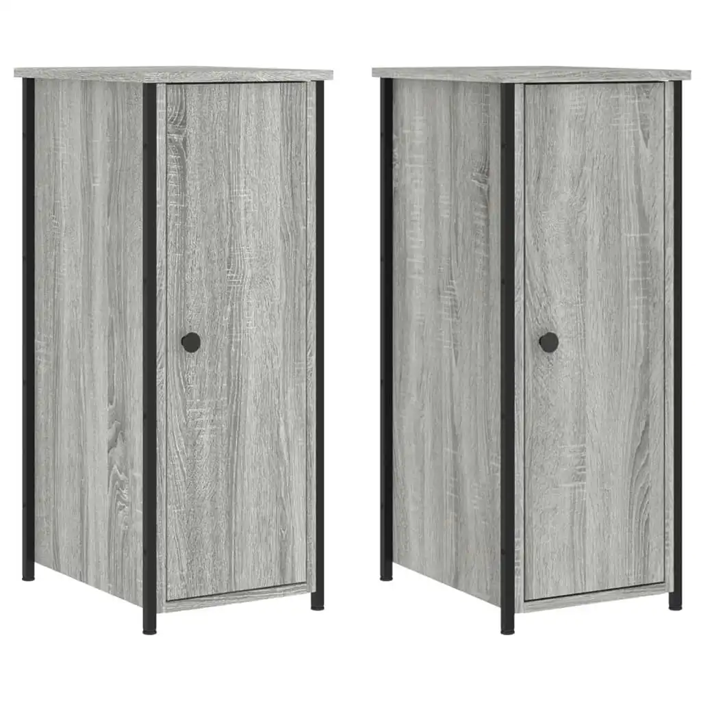 Bedside Cabinets 2 pcs Grey Sonoma 32x42x80 cm Engineered Wood 825970