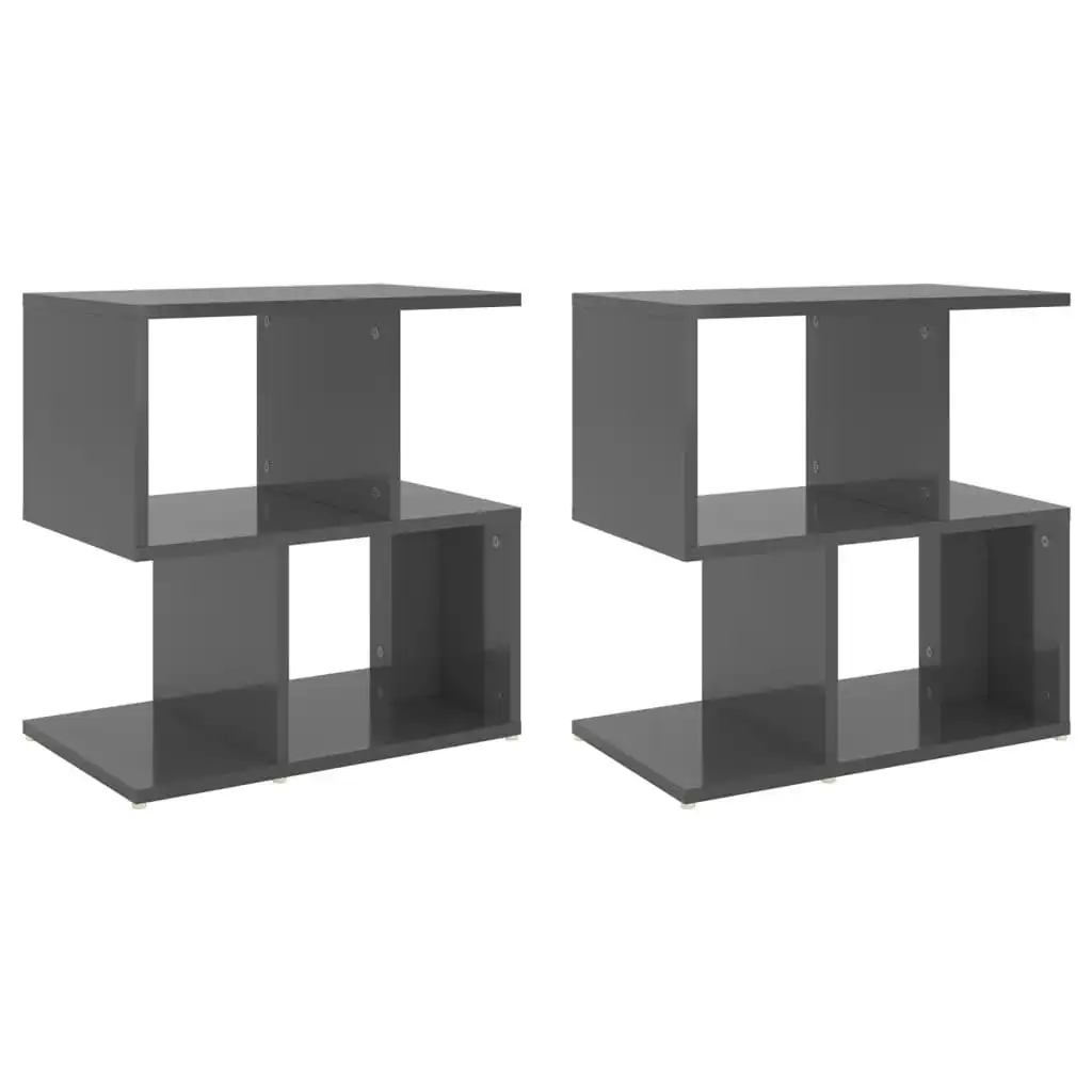 Bedside Cabinets 2 pcs High Gloss Grey 50x30x51.5 cm Engineered Wood 806381