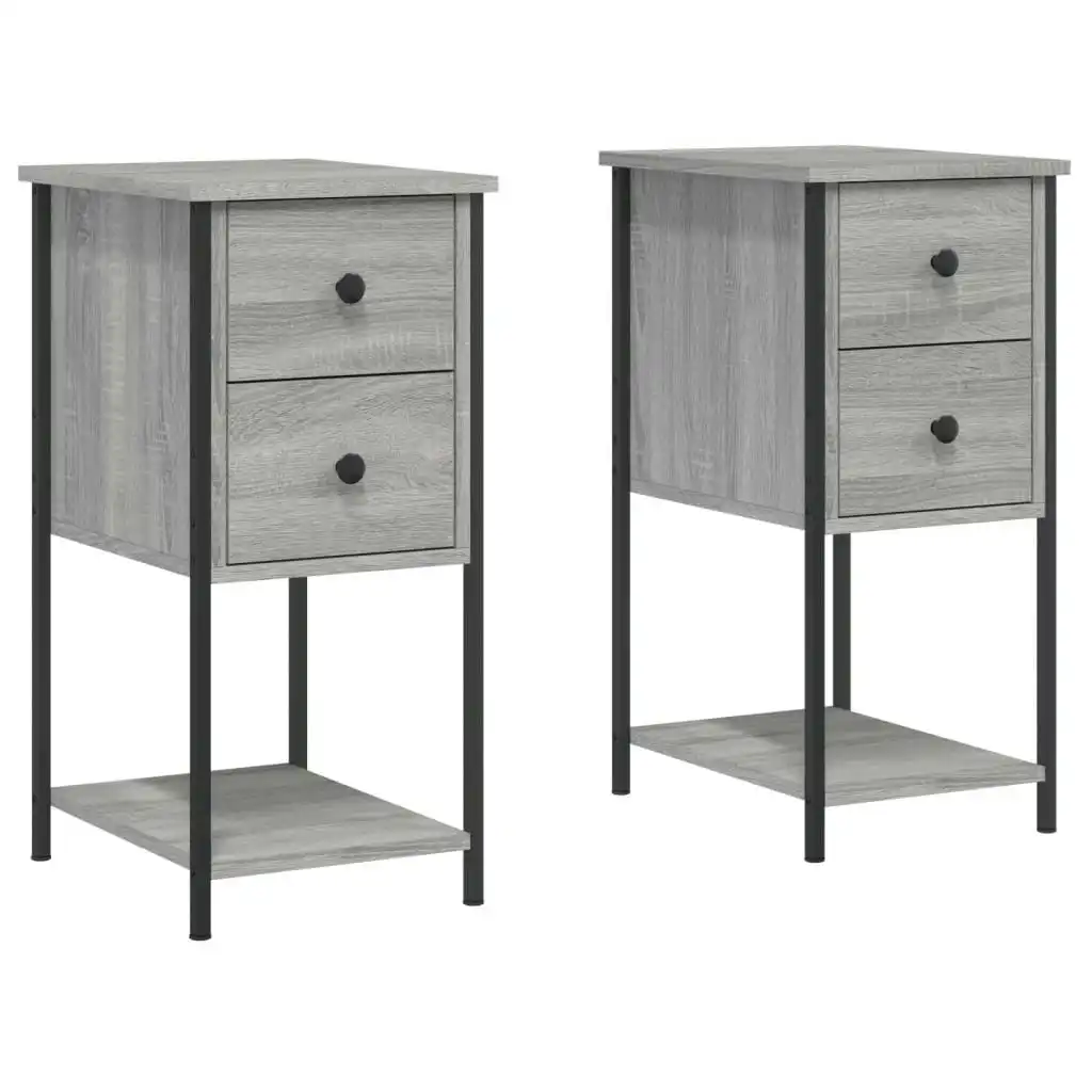 Bedside Cabinets 2 pcs Grey Sonoma 32x42x70 cm Engineered Wood 826100