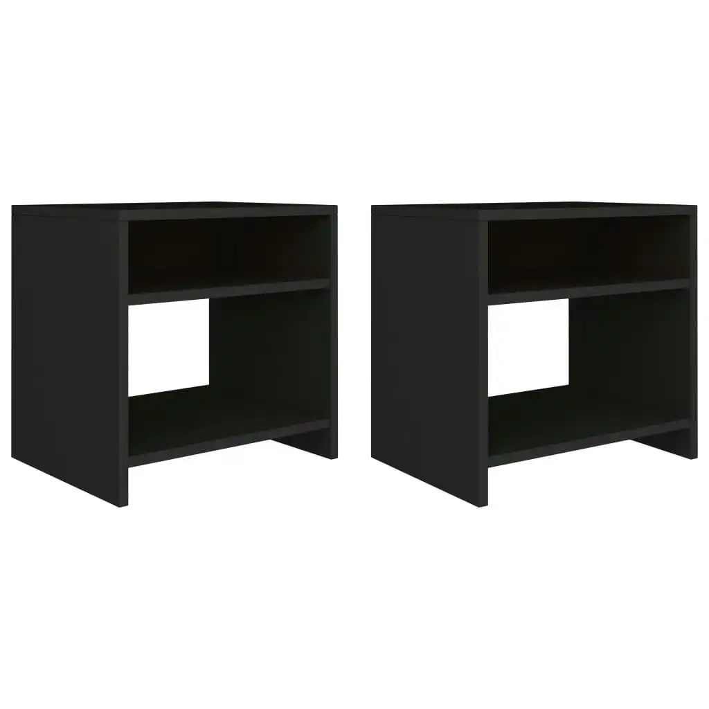 Bedside Cabinets 2 pcs Black 40x30x40 cm Engineered Wood 800012