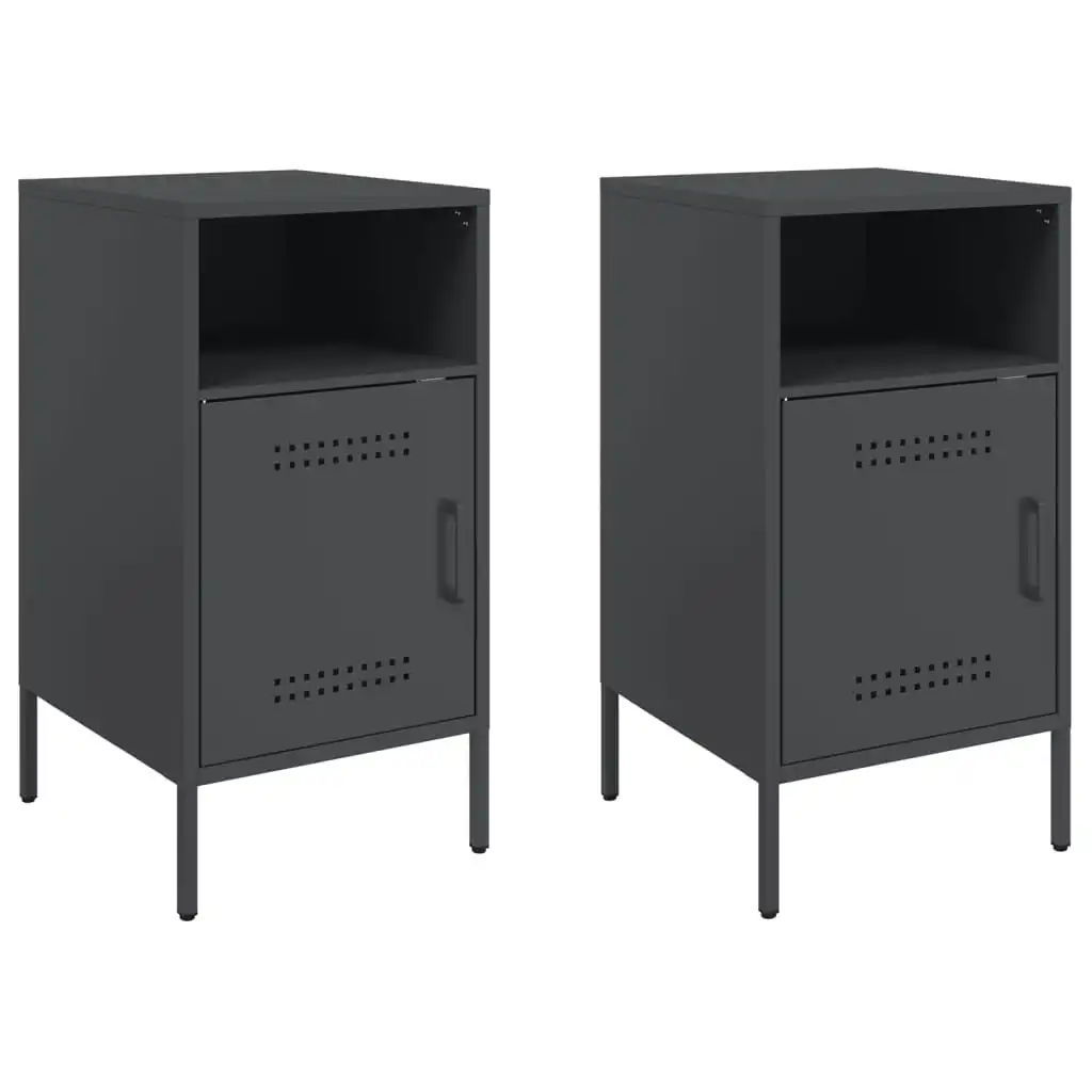 Bedside Cabinets 2 pcs Black 36x39x68 cm Cold-rolled Steel 843067