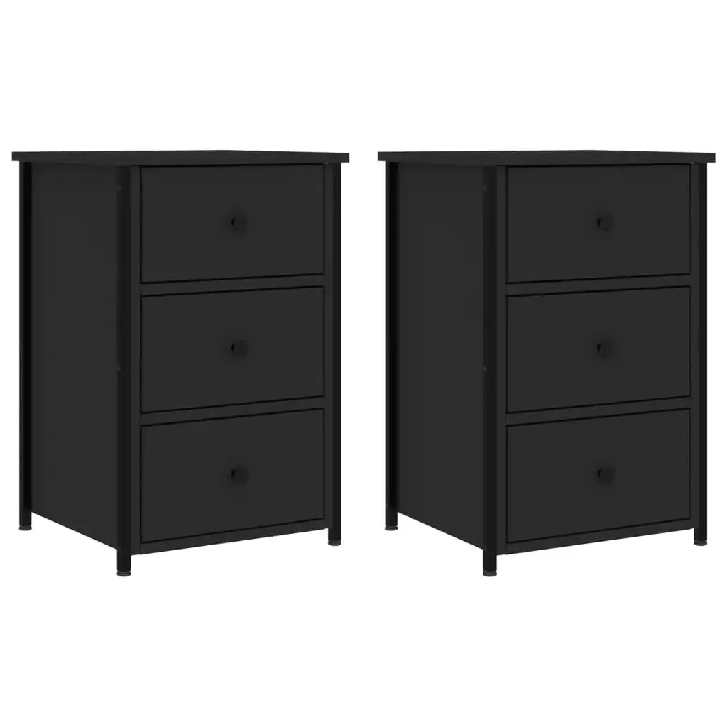 Bedside Cabinets 2 pcs Black 40x36x60 cm Engineered Wood 825994