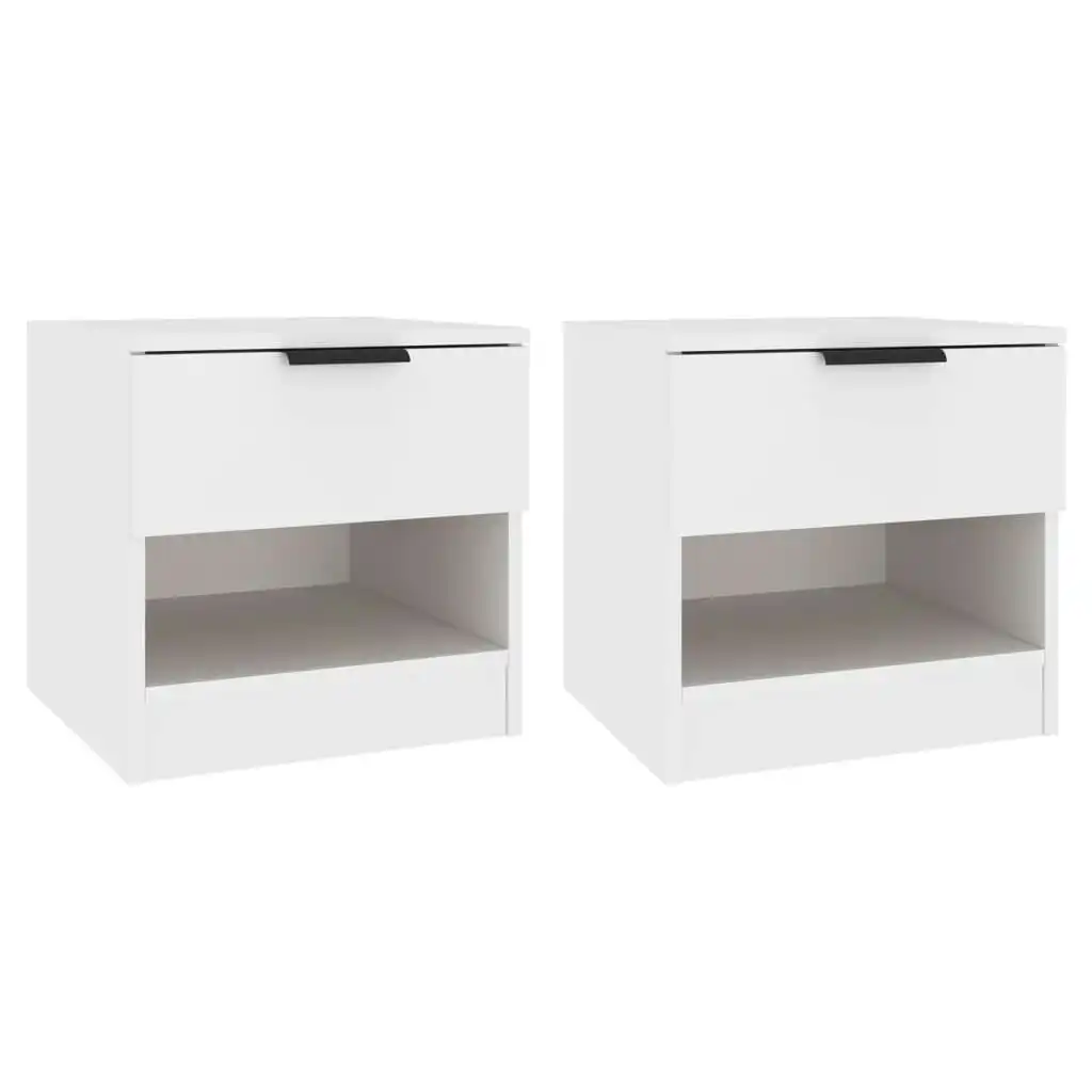 Bedside Cabinets 2 pcs White Engineered Wood 811251