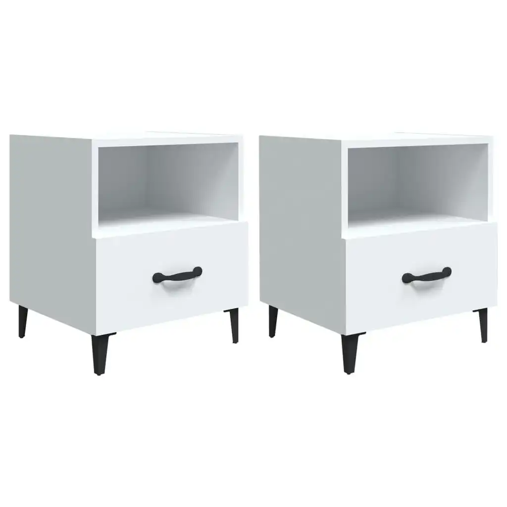 Bedside Cabinets 2 pcs White Engineered Wood 812025