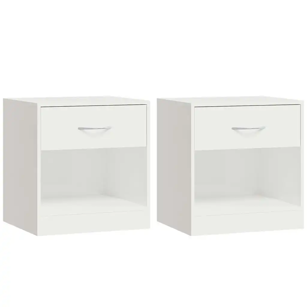 Bedside Cabinets 2 pcs with Drawer High Gloss White 342585