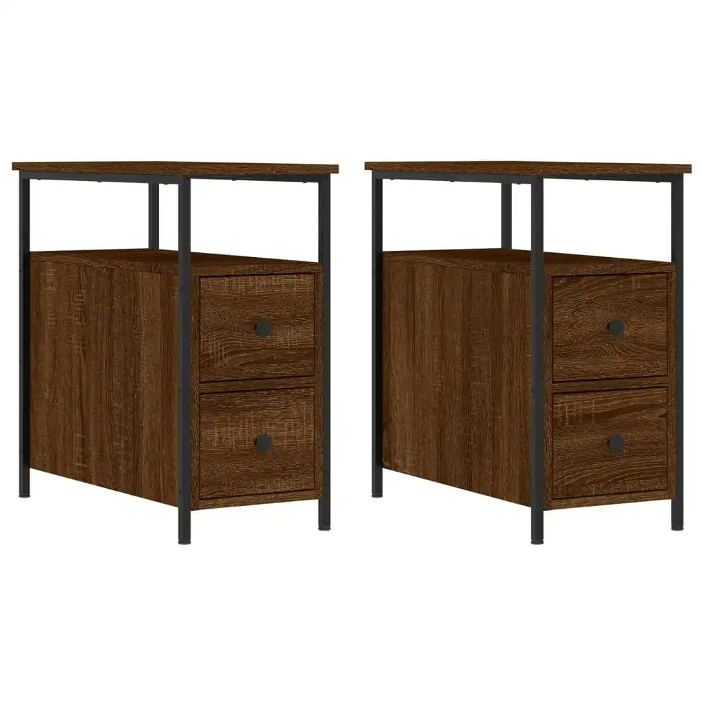 Bedside Cabinets 2 pcs Brown Oak 30x60x60 cm Engineered Wood 826072