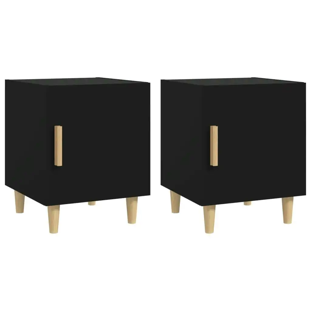 Bedside Cabinets 2 pcs Black Engineered Wood 812045