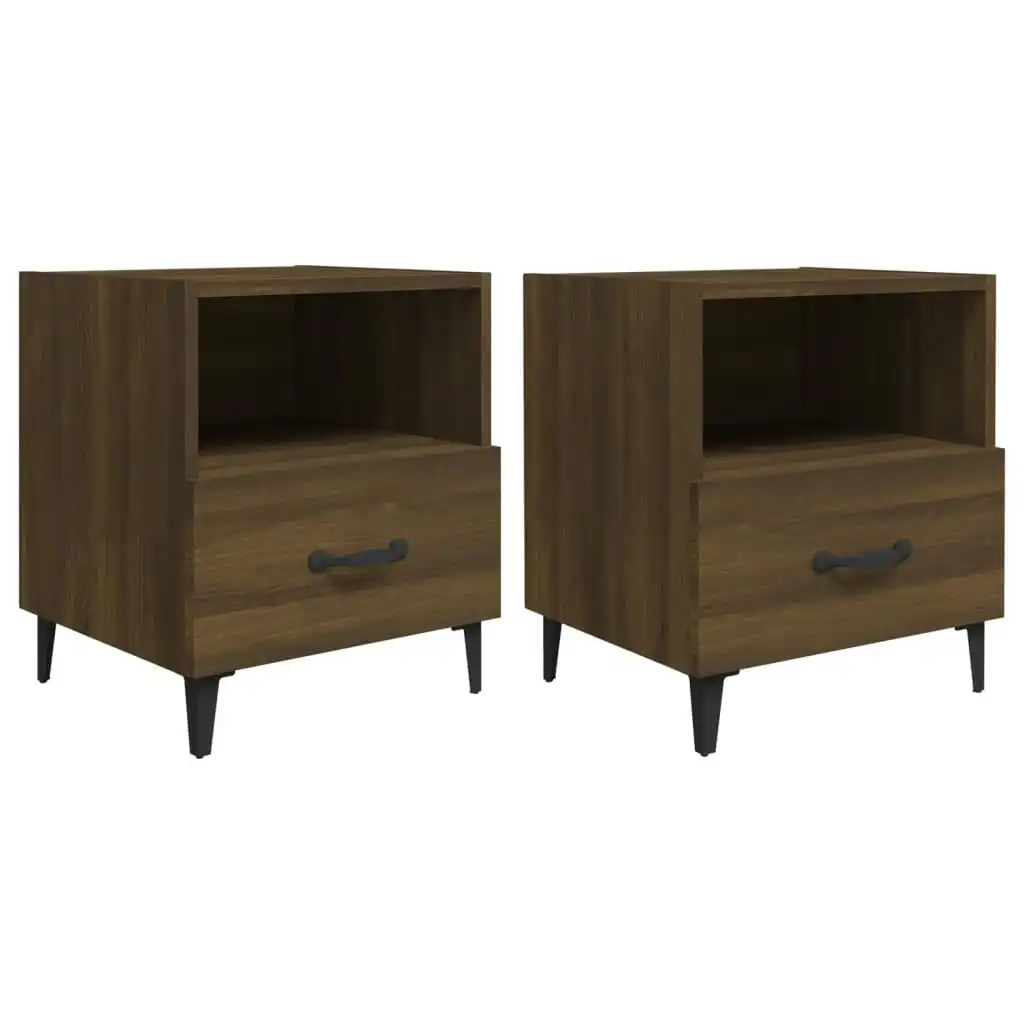 Bedside Cabinets 2 pcs Brown Oak Engineered Wood 817308