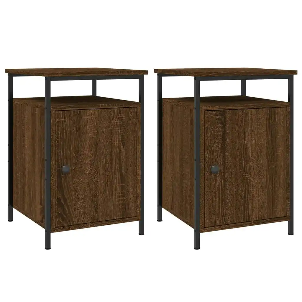 Bedside Cabinets 2 pcs Brown Oak 40x42x60 cm Engineered Wood 825872