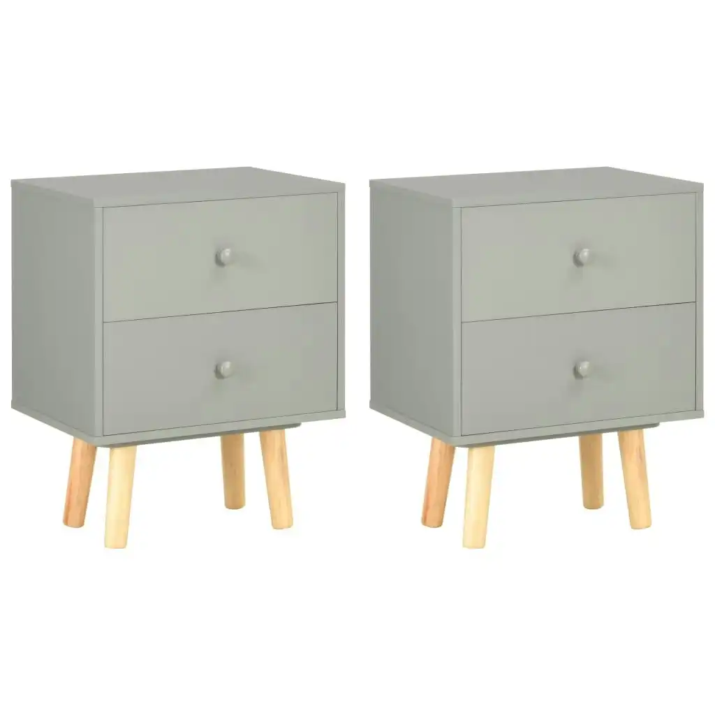 Bedside Cabinets 2 pcs Grey 40x30x50 cm Solid Pinewood 285227