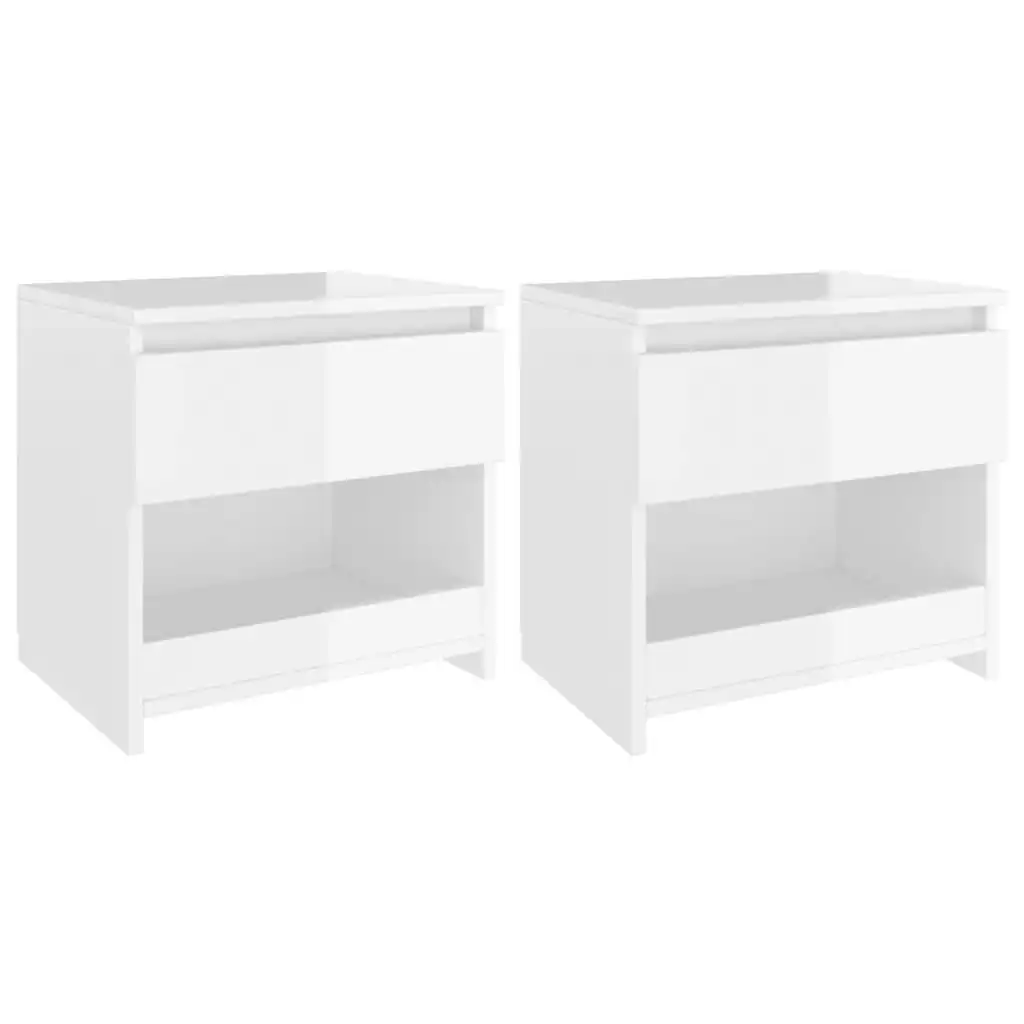 Bedside Cabinets 2 pcs High Gloss White 40x30x39 cm Engineered Wood 803456