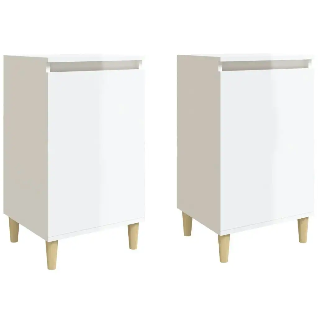 Bedside Cabinets 2 pcs High Gloss White 40x35x70 cm Engineered Wood 819633