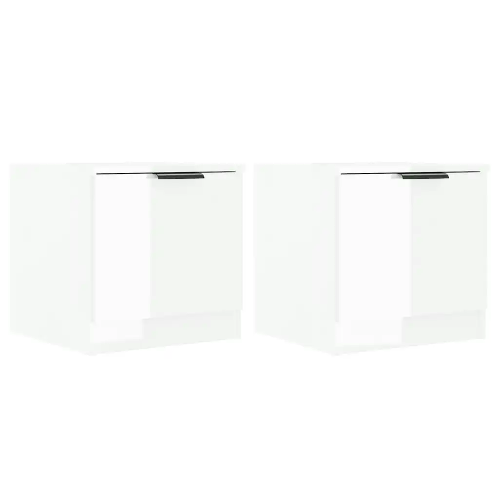 Bedside Cabinets 2 pcs High Gloss White 40x39x40 cm 811209