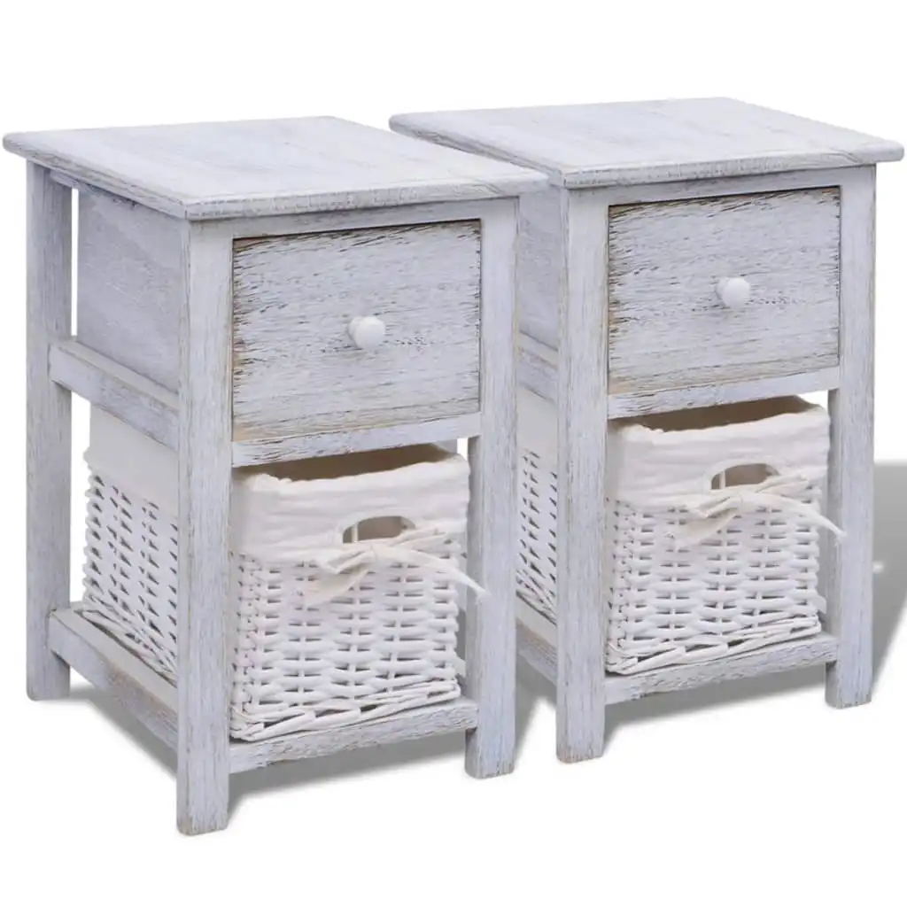 Bedside Cabinets 2 pcs Wood White 242867