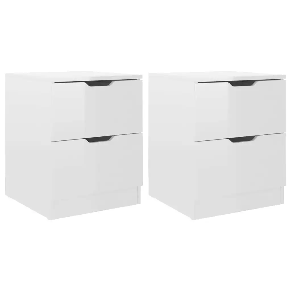 Bedside Cabinets 2 pcs High Gloss White 40x40x50 cm Engineered Wood 326736