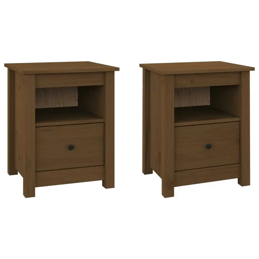 Bedside Cabinets 2 pcs Honey Brown 40x35x49 cm Solid Wood Pine 813716