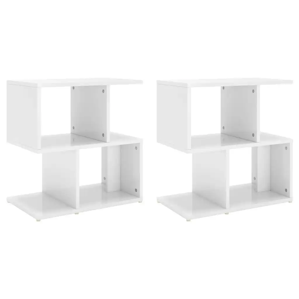 Bedside Cabinets 2 pcs High Gloss White 50x30x51.5 cm Engineered Wood 806377