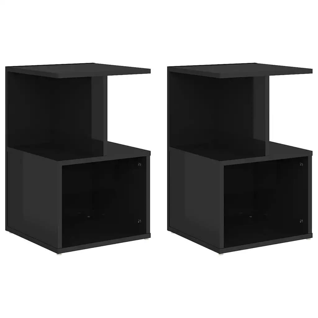 Bedside Cabinets 2 pcs High Gloss Black 35x35x55 cm Engineered Wood 806361