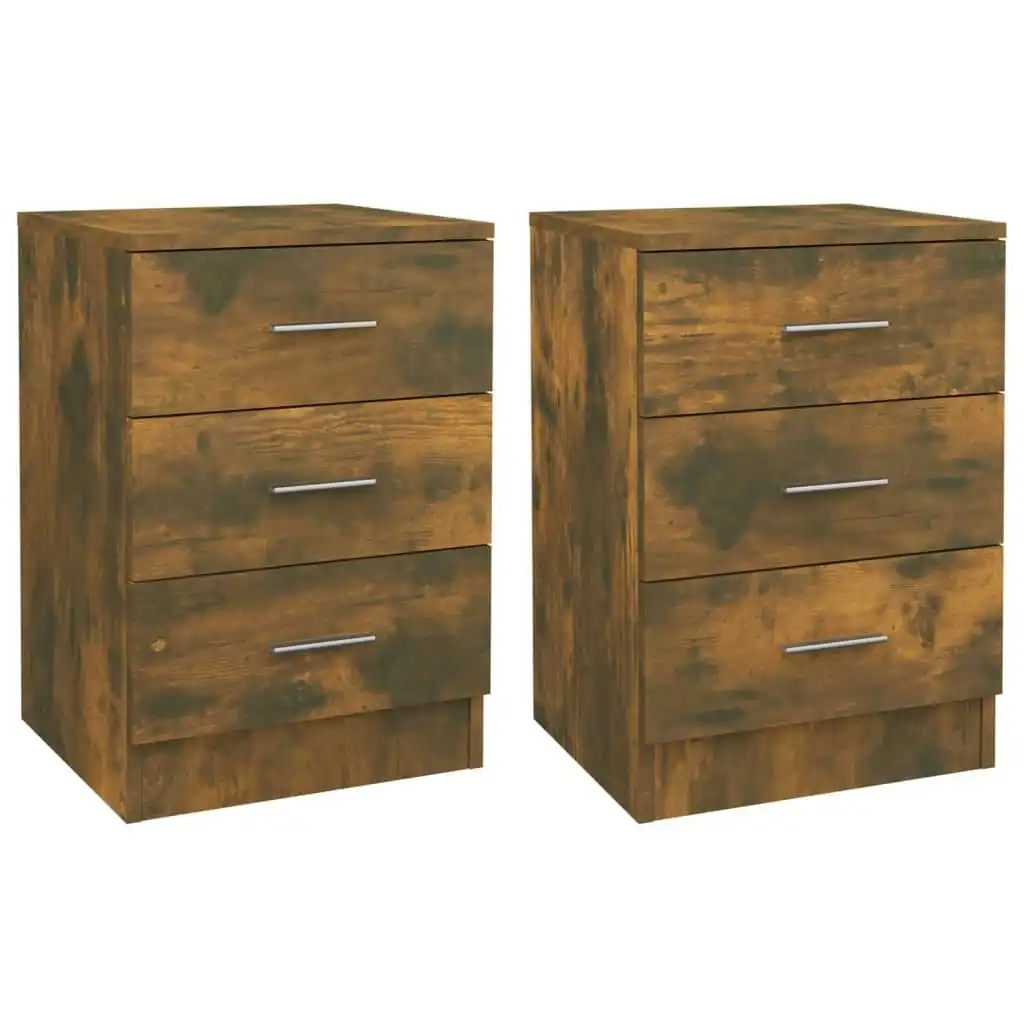 Bedside Cabinets 2 pcs Smoked Oak 38x35x56 cm Engineered Wood 815322