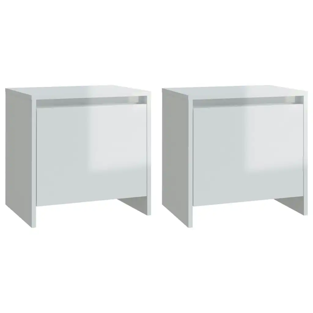 Bedside Cabinets 2 pcs High Gloss White 45x34x44.5 cm Engineered Wood 809876