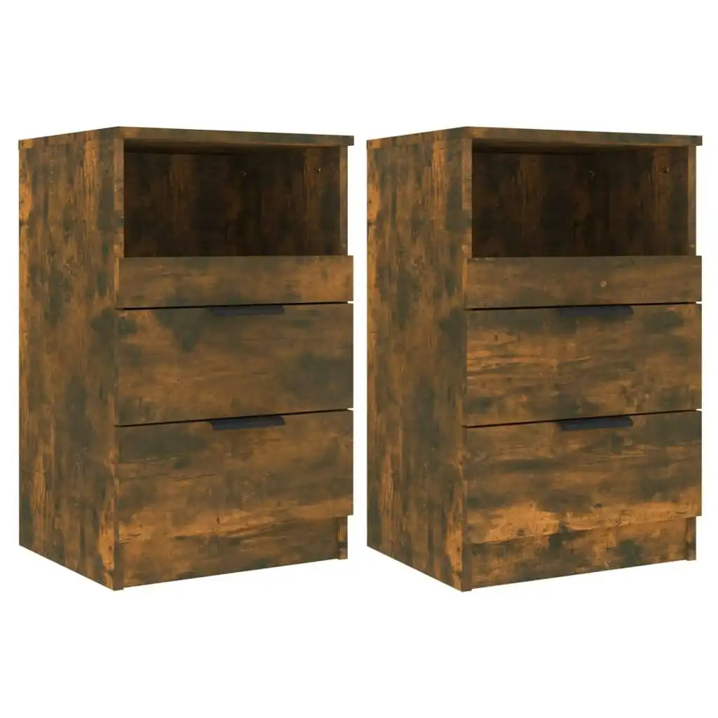 Bedside Cabinets 2 pcs Smoked Oak Engineered Wood 817040