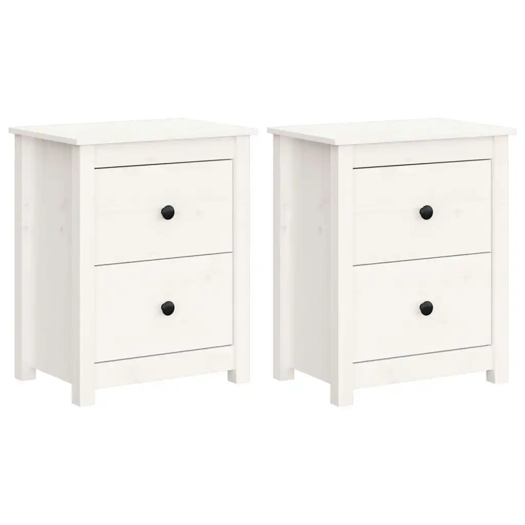 Bedside Cabinets 2 pcs White 50x35x61.5 cm Solid Wood Pine 813682