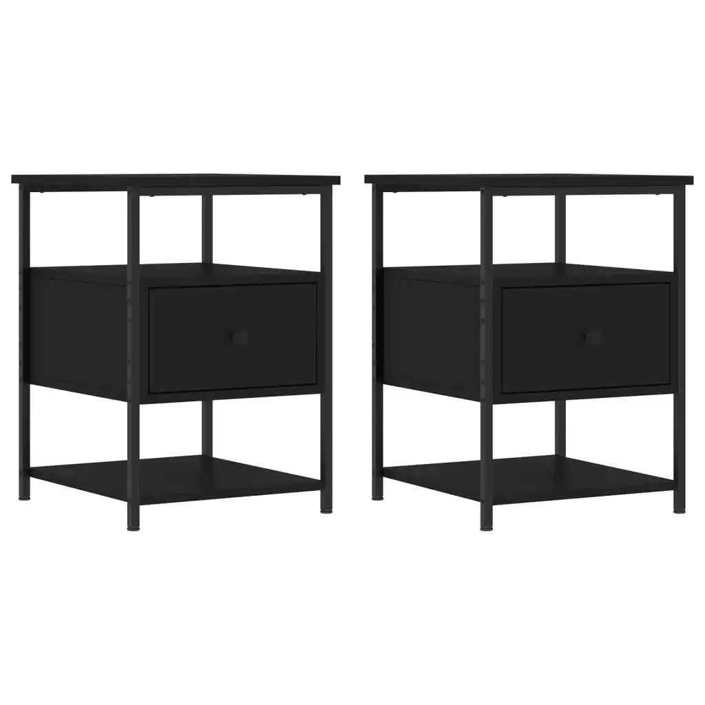 Bedside Cabinets 2 pcs Black 40x42x56 cm Engineered Wood 826024