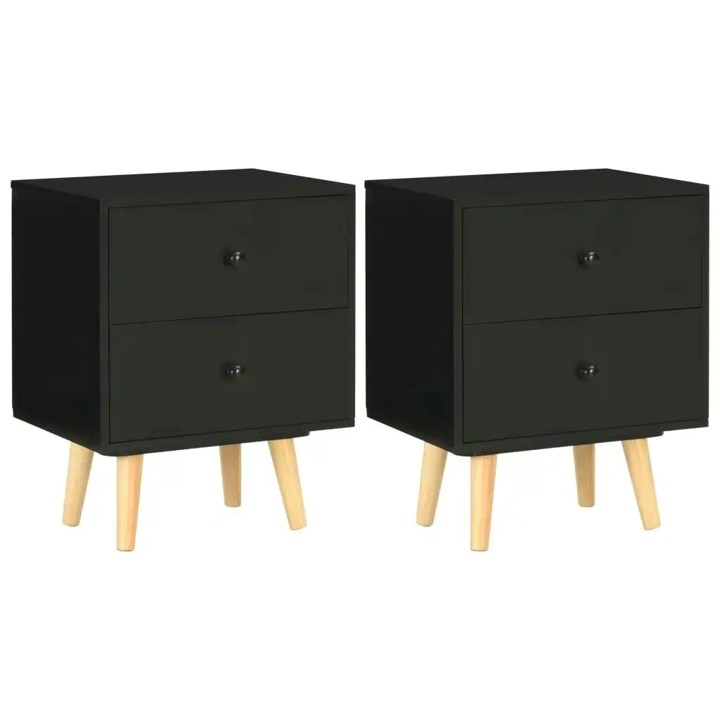 Bedside Cabinets 2 pcs Black 40x30x50 cm Solid Pinewood 285225