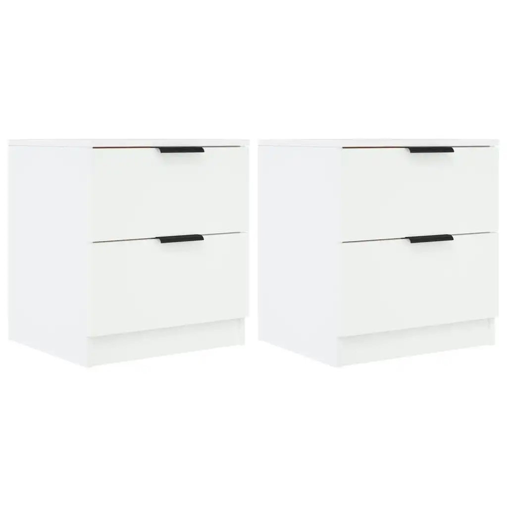 Bedside Cabinets 2 pcs White Engineered Wood 811215