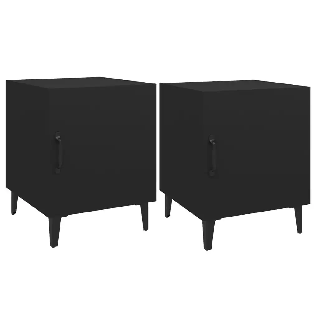 Bedside Cabinets 2 pcs Black Engineered Wood 812063