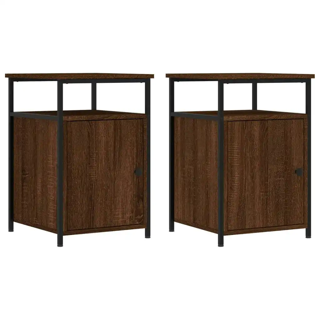 Bedside Cabinets 2 pcs Brown Oak 40x42x60 cm Engineered Wood 826042