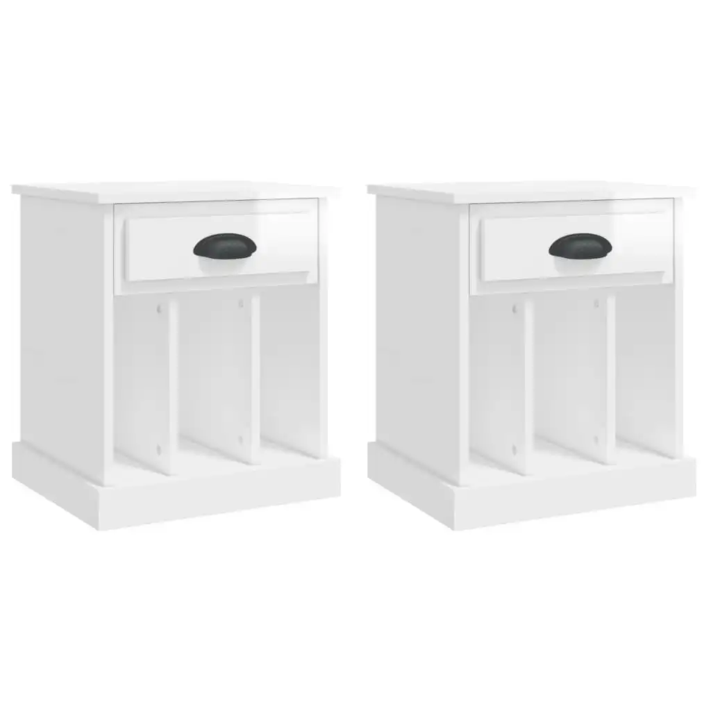 Bedside Cabinets 2 pcs High Gloss White 43x36x50 cm 816349