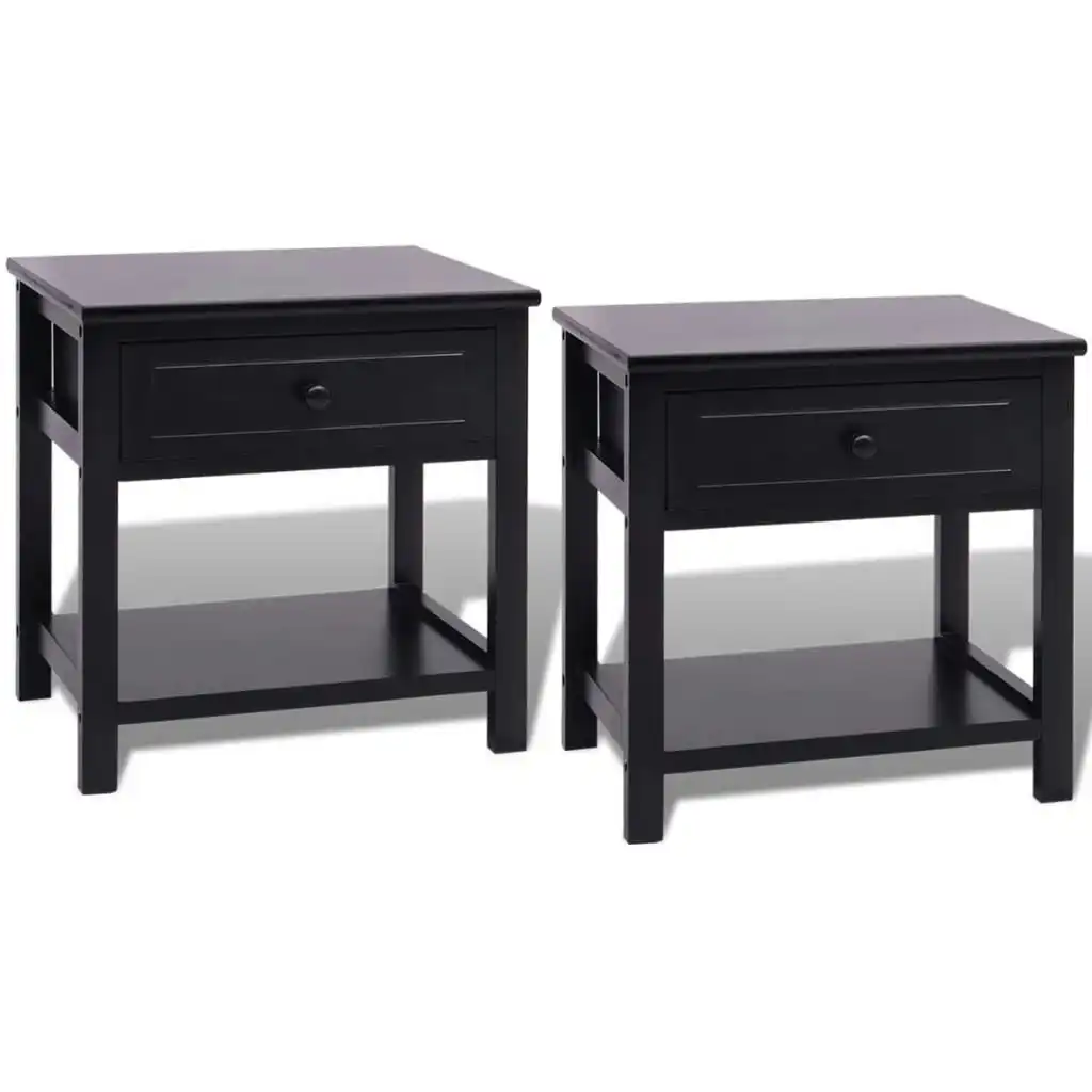 Bedside Cabinets 2 pcs Wood Black 242873