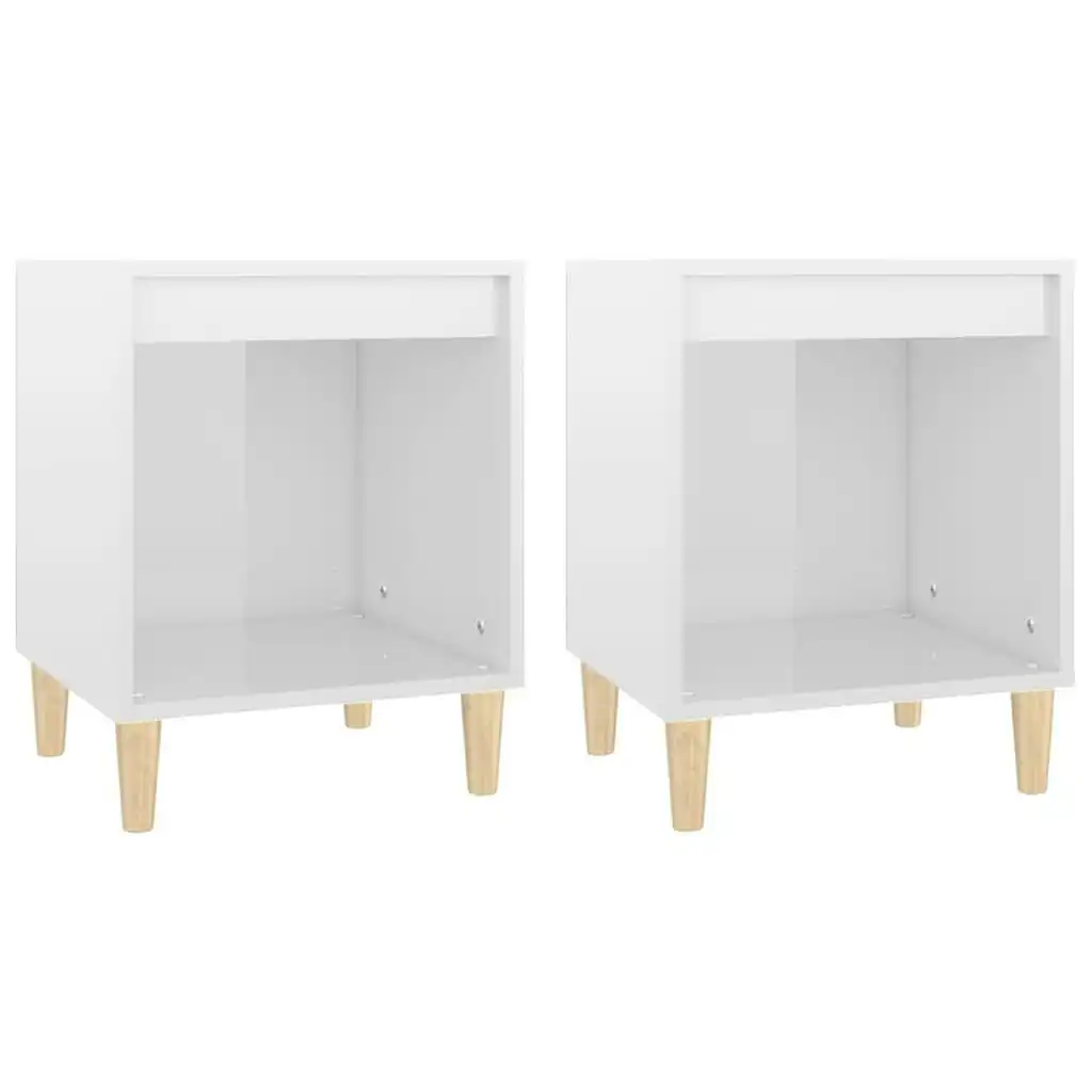 Bedside Cabinets 2 pcs High Gloss White 40x35x50 cm 821863