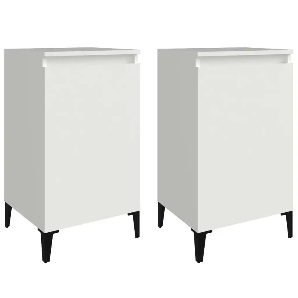 Bedside Cabinets 2 pcs High Gloss White 40x35x70cm Engineered Wood 819649