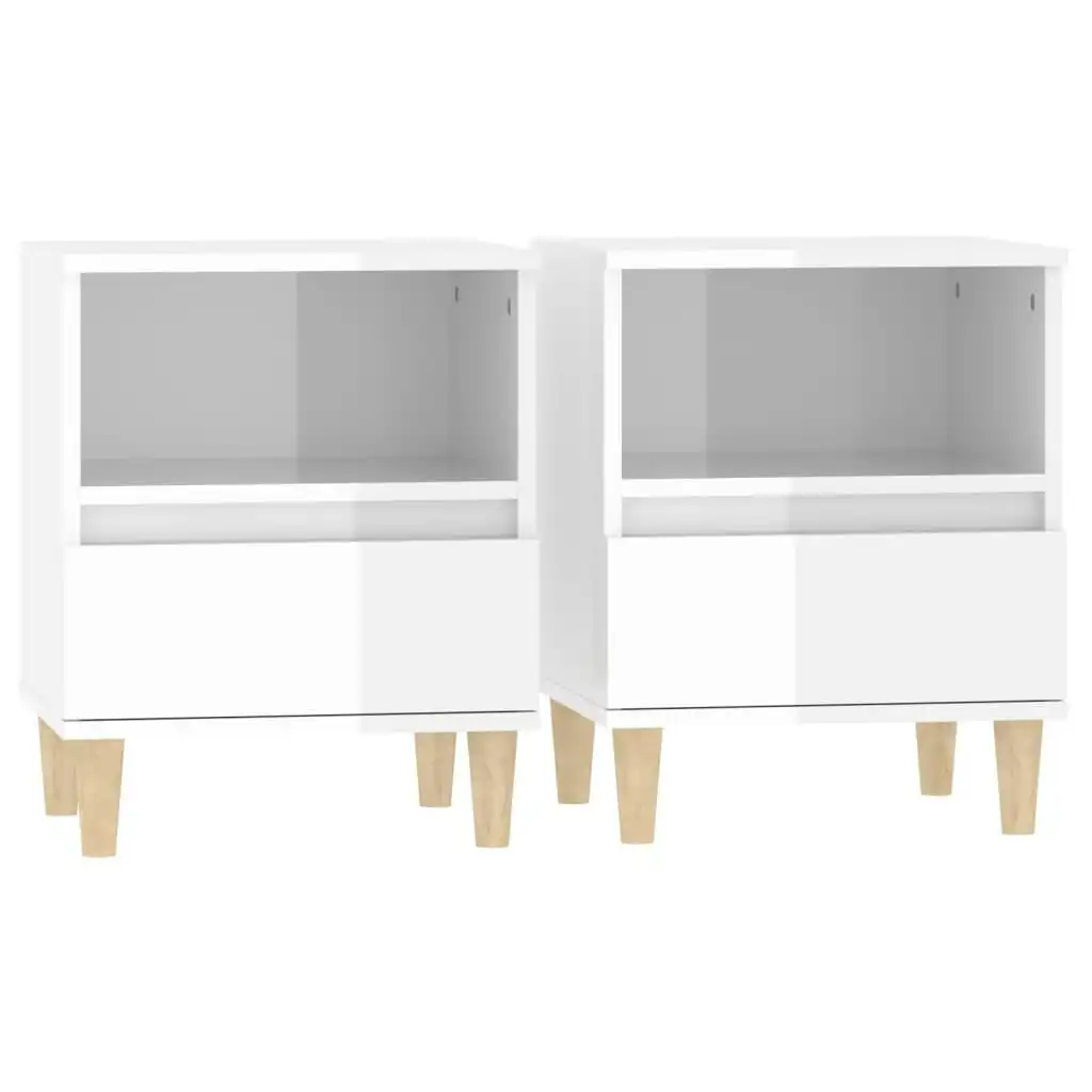 Bedside Cabinets 2 pcs High Gloss White 40x35x50 cm 821799