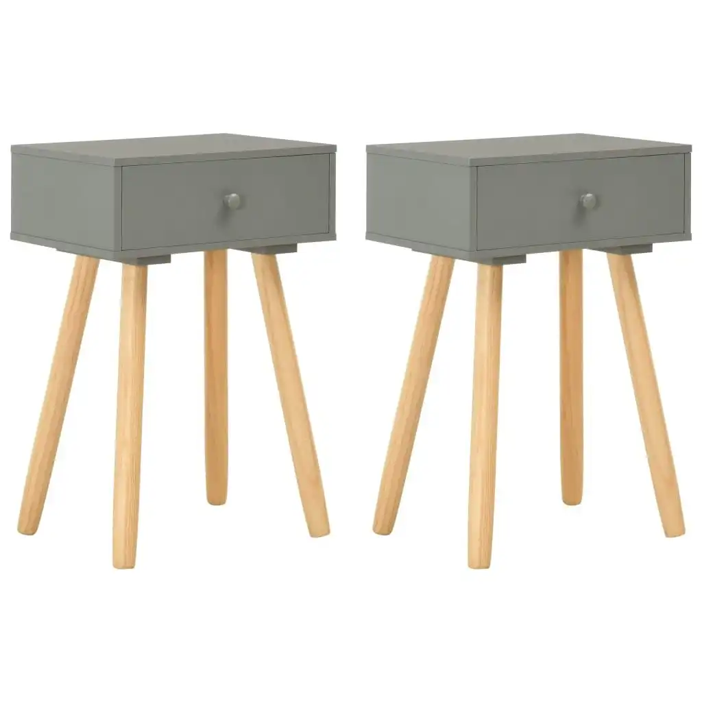 Bedside Tables 2 pcs Grey Solid Pinewood 285219