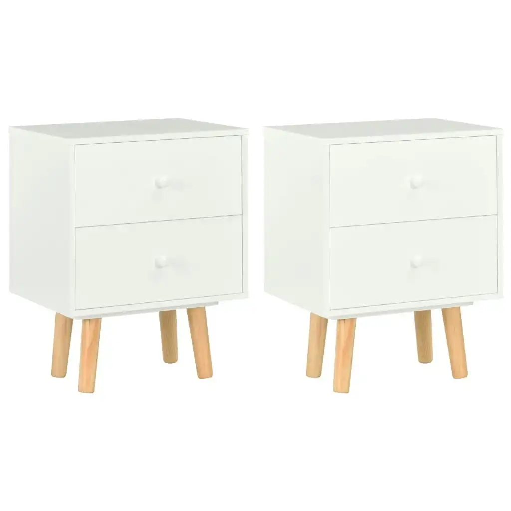 Bedside Cabinets 2 pcs White 40x30x50 cm Solid Pinewood 285224