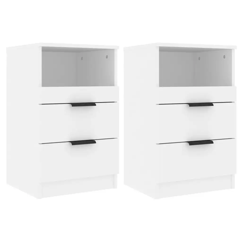 Bedside Cabinets 2 pcs White Engineered Wood 811233