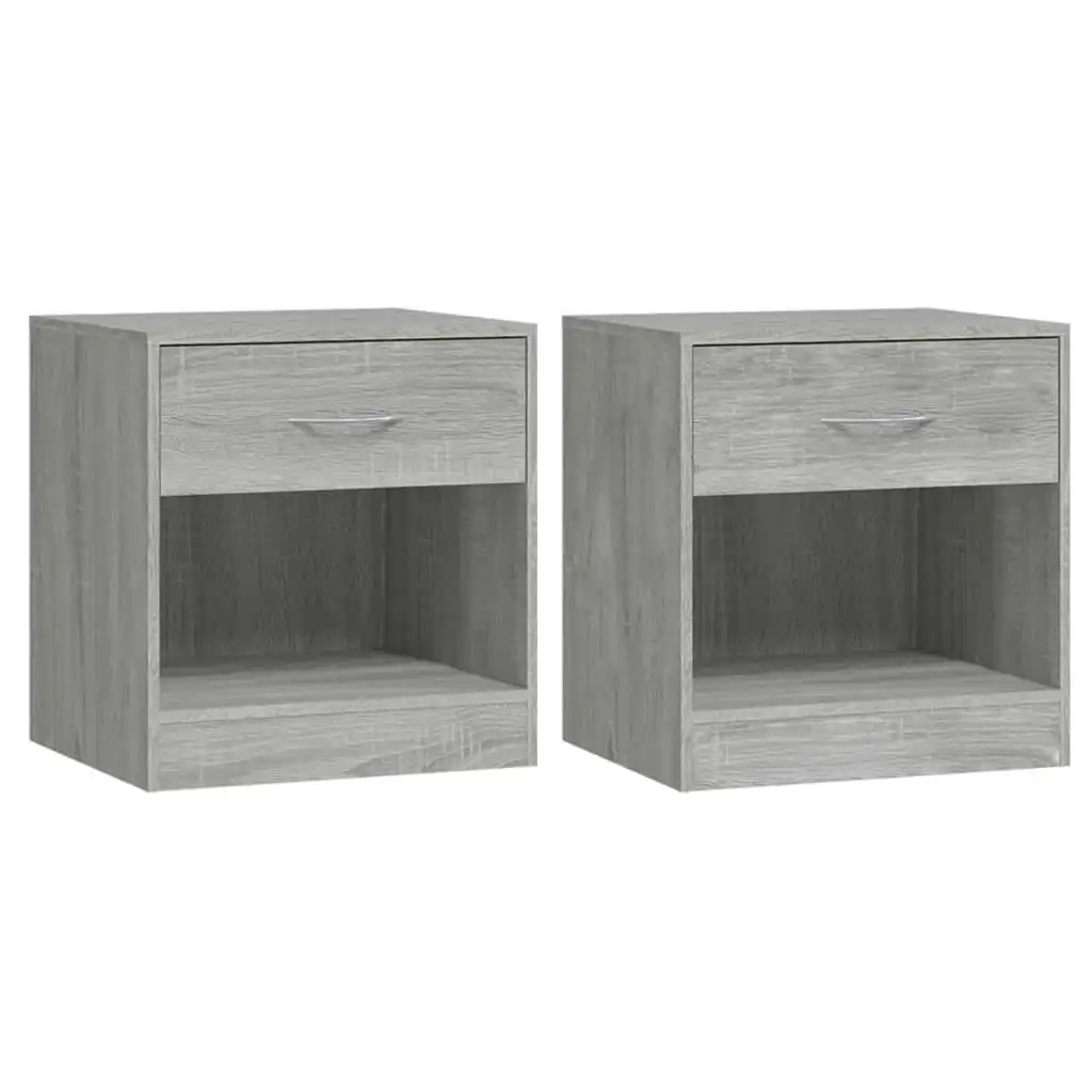 Bedside Cabinets 2 pcs with Drawer Grey Sonoma 342587