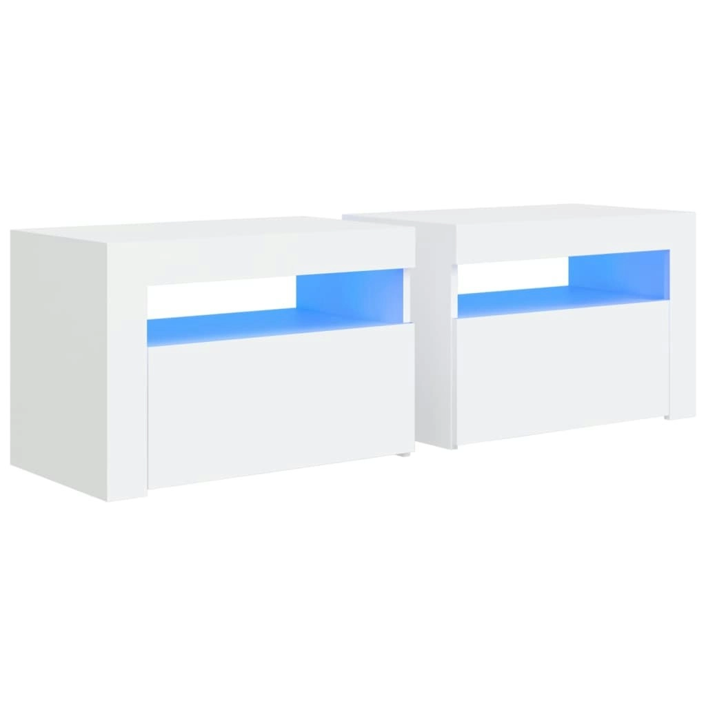 Bedside Cabinets 2 pcs with LEDs White 60x35x40 cm 3080734