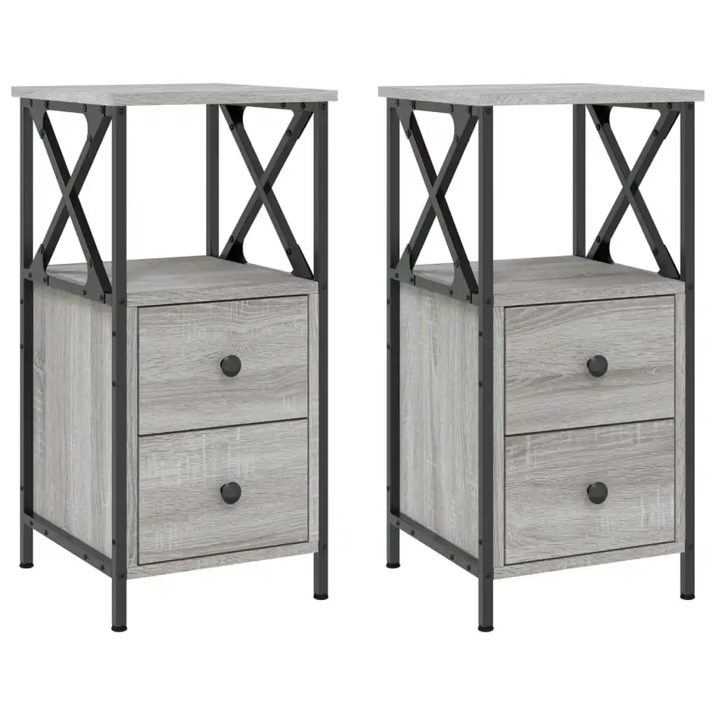 Bedside Cabinets 2 pcs Grey Sonoma 34x35.5x70 cm Engineered Wood 825950