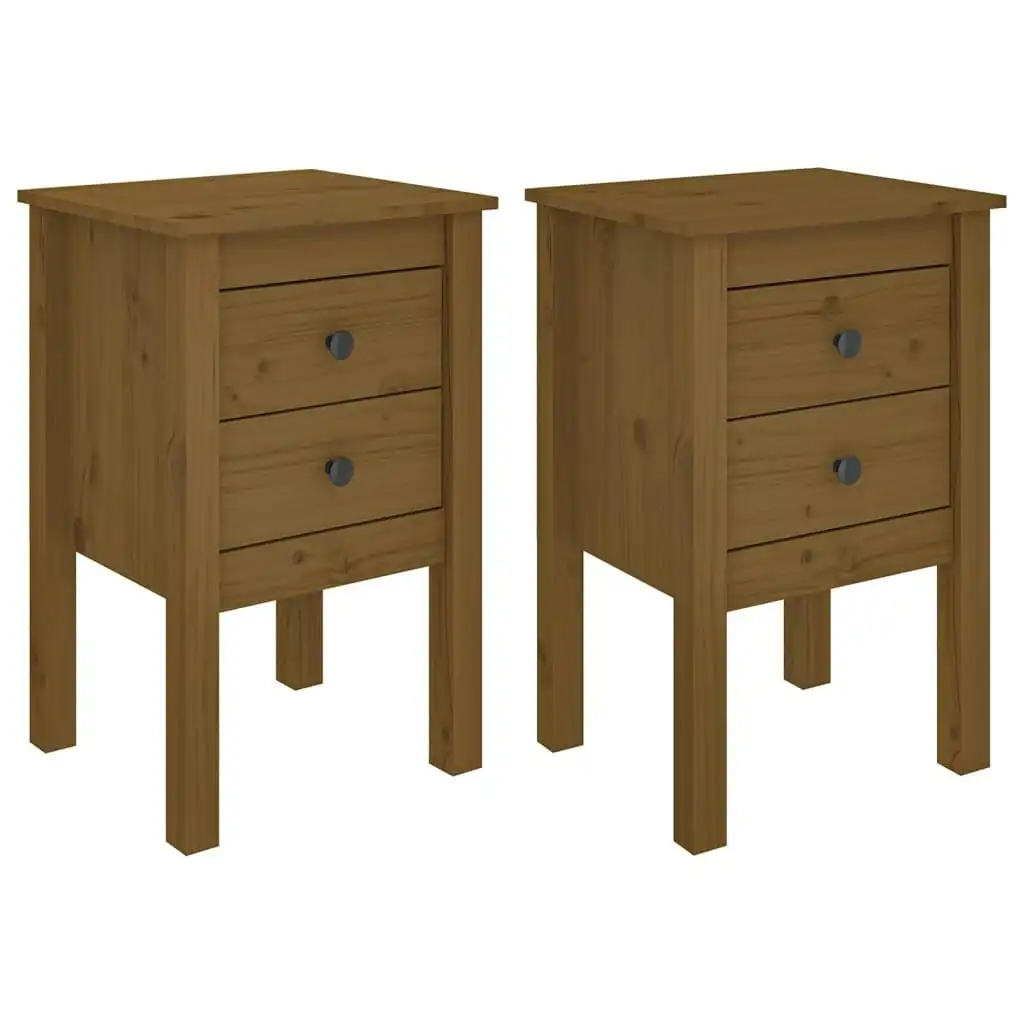 Bedside Cabinets 2 pcs Honey Brown 40x35x61.5cm Solid Wood Pine 813696