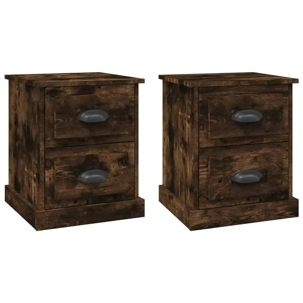 Bedside Cabinets 2 pcs Smoked Oak 39x39x47.5 cm Engineered Wood 816155