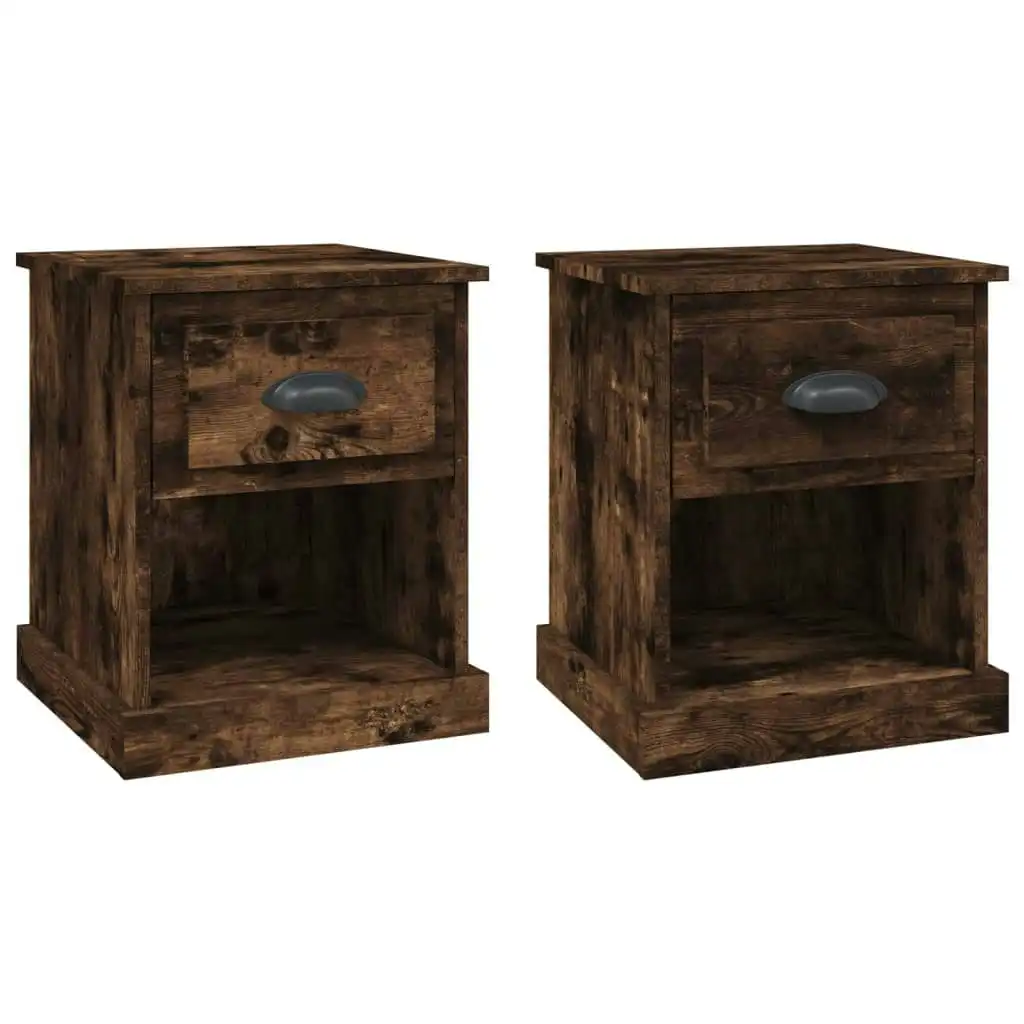 Bedside Cabinets 2 pcs Smoked Oak 39x39x47.5 cm Engineered Wood 816139