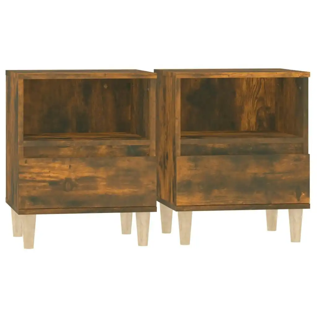 Bedside Cabinets 2 pcs Smoked Oak 40x35x50 cm 821805