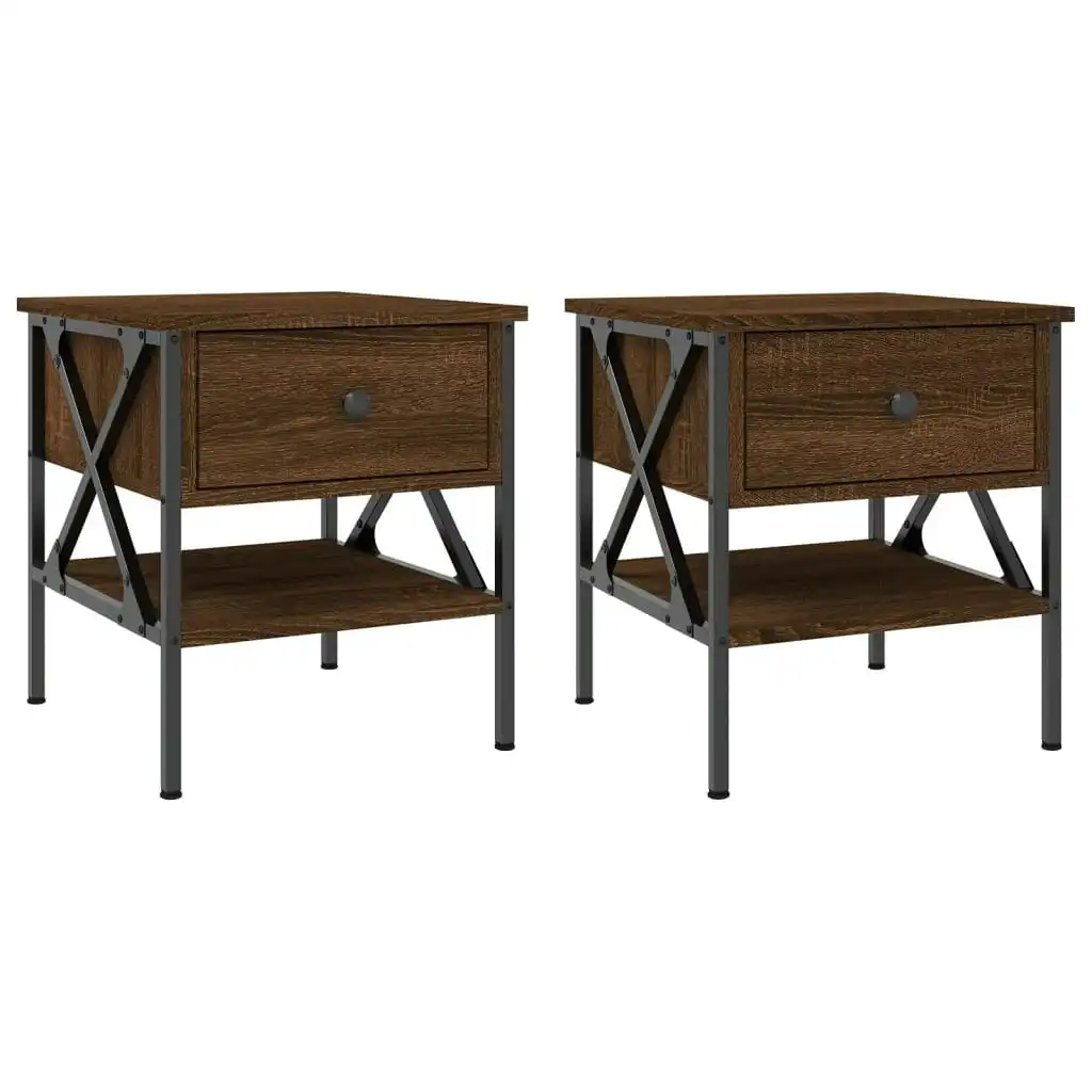 Bedside Tables 2 pcs Brown Oak 40x42x45 cm Engineered Wood 825962