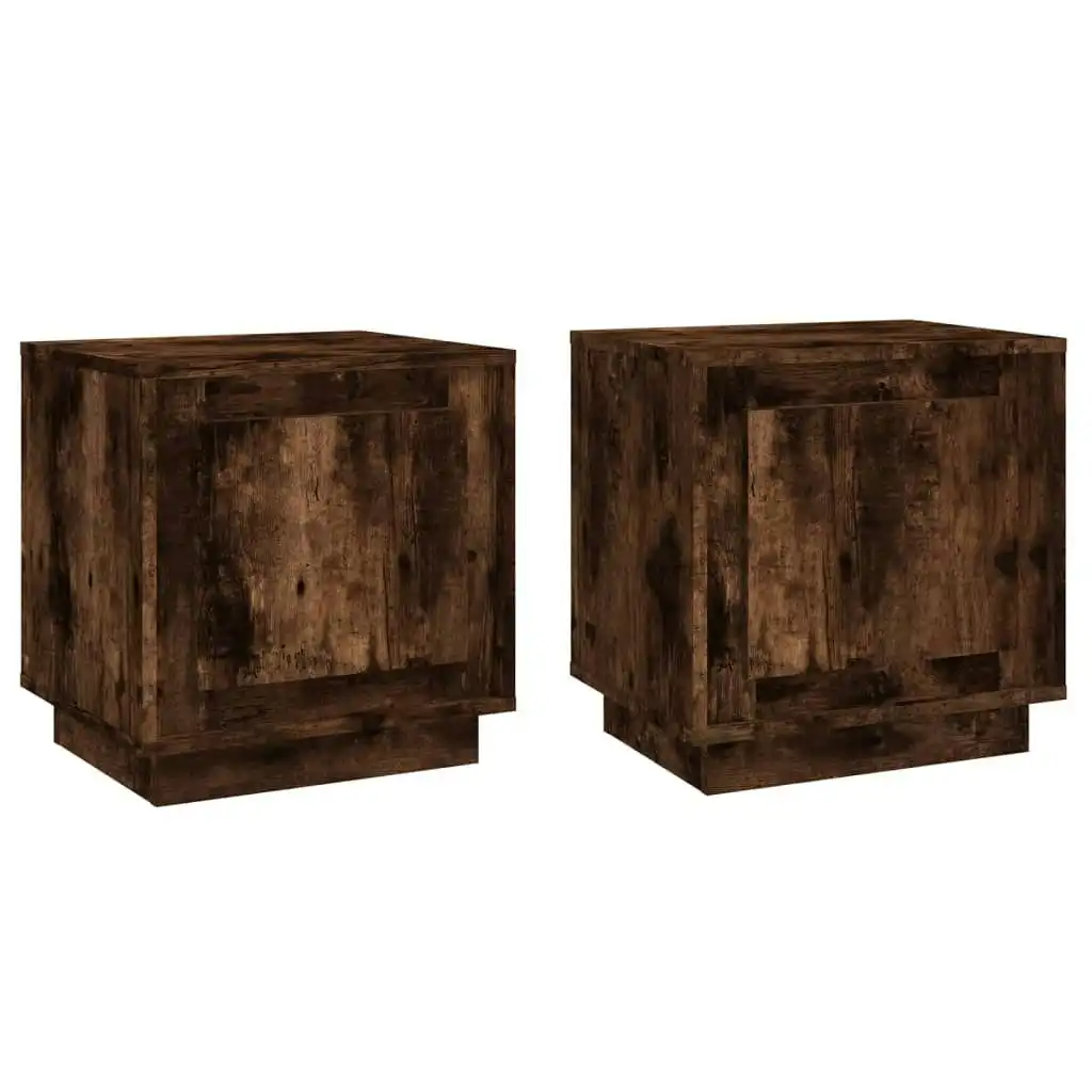 Bedside Cabinets 2 pcs Smoked Oak 44x35x45 cm Engineered Wood 819847